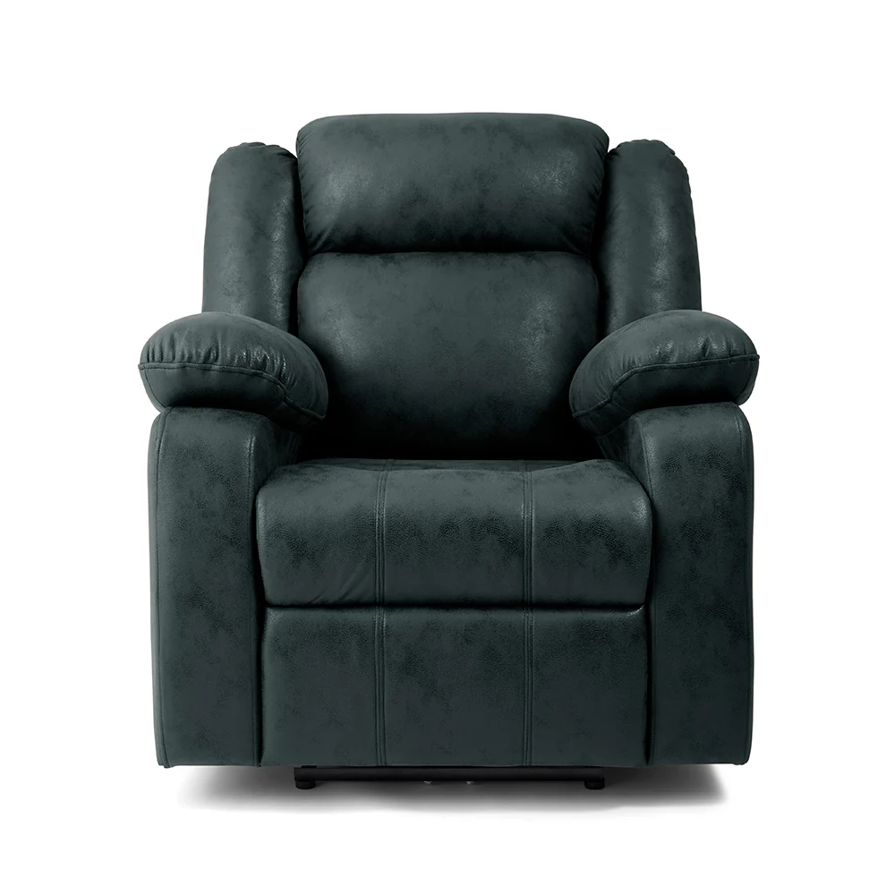 Avalon Motorized Electric Powered Midnight Blue Suede Recliner - Image 4