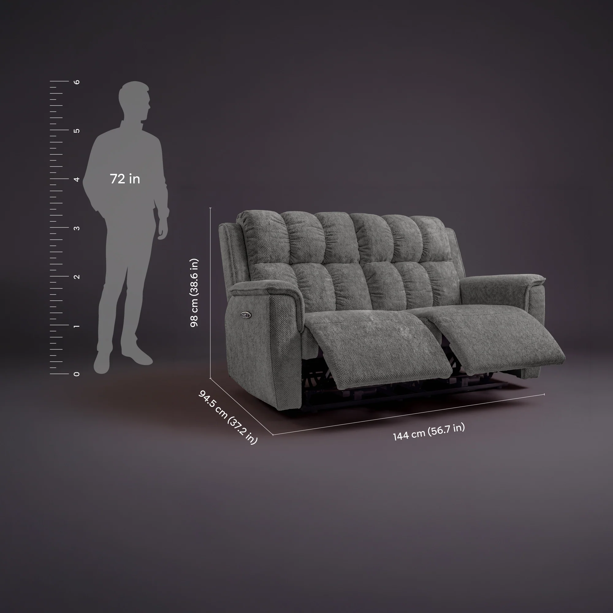Avalon Elite mov.E Grey Fabric 2 Seater Sofa - Image 5
