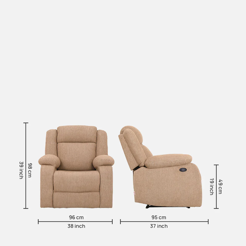 Avalon Motorized Electric Powered Brown Fabric Recliner - Image 7