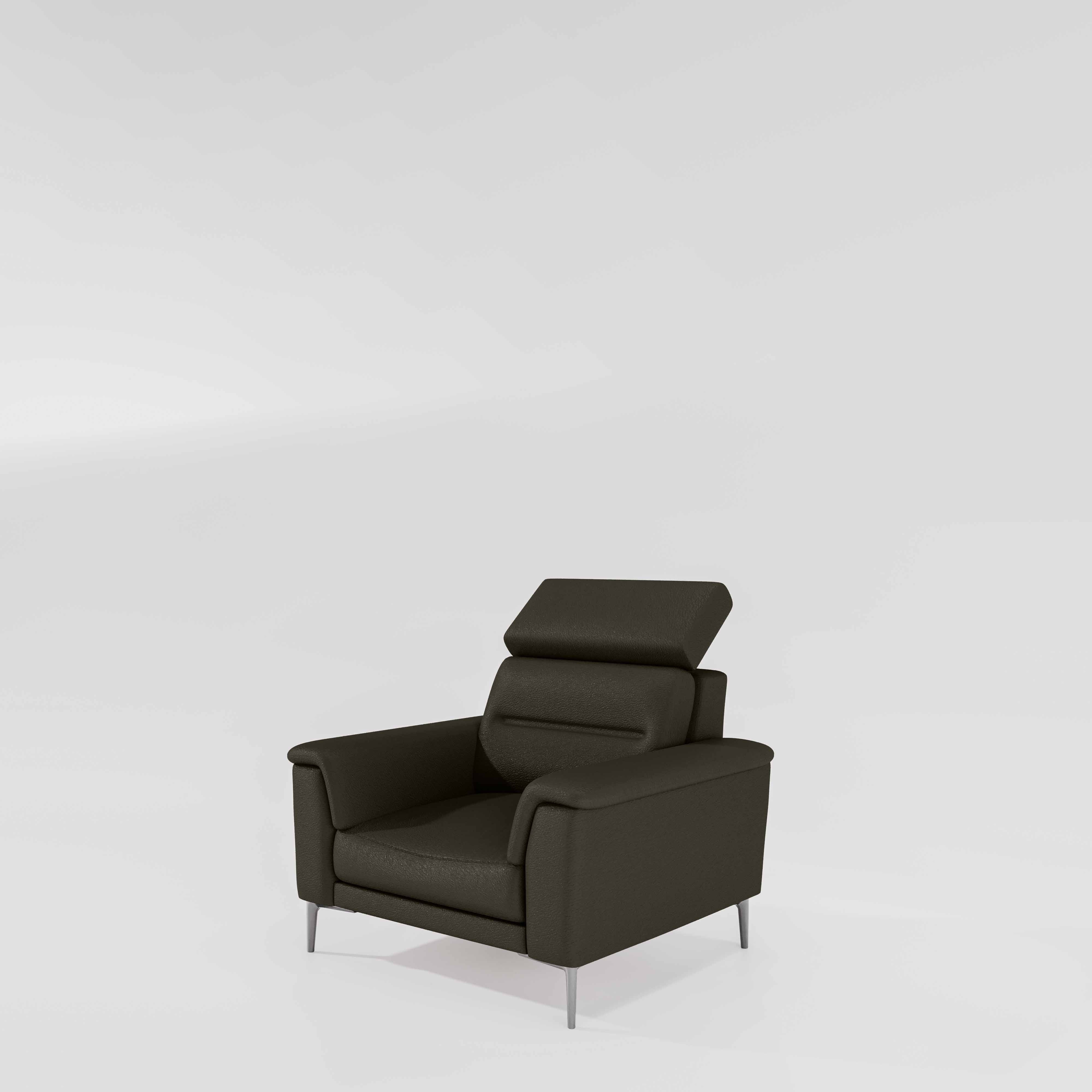 Cresendo 1 Seater Leatherette fabric - Pewter Grey - Image 4