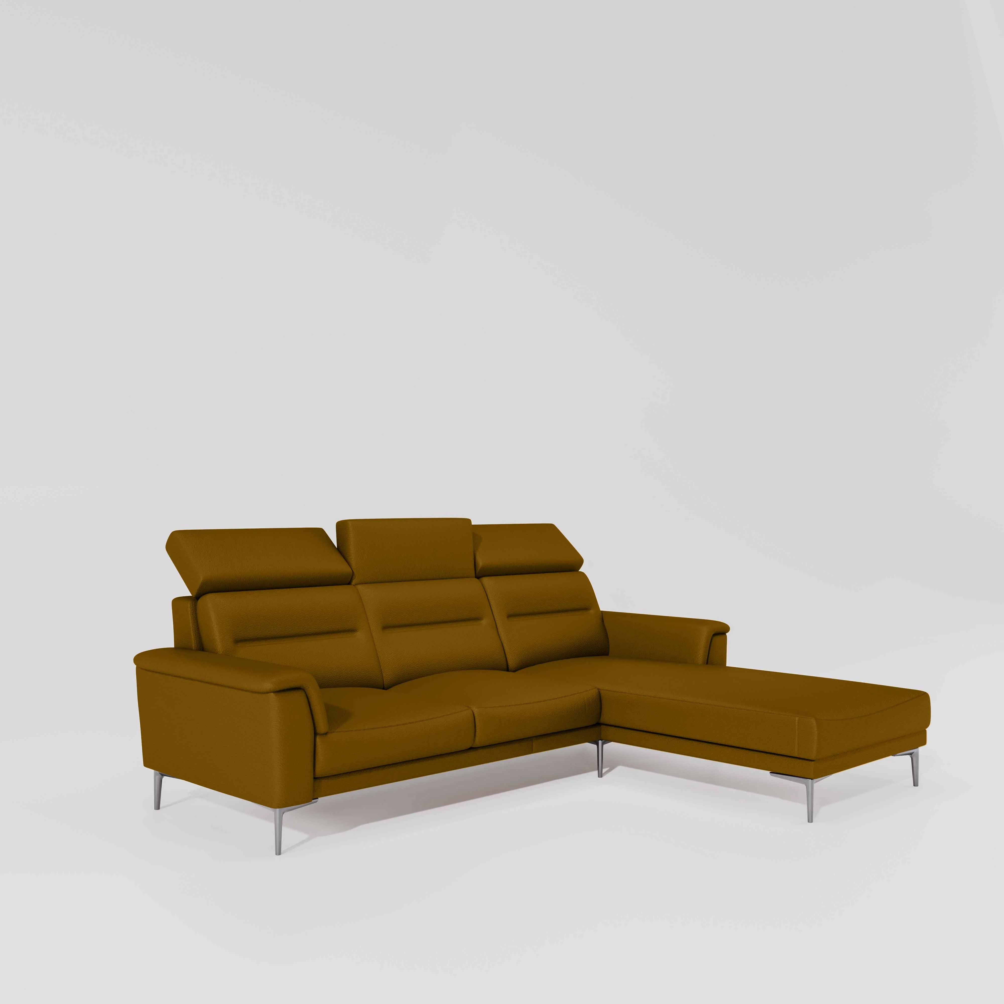 Cresendo 2 Seater with LH Lounger Leatherette fabric - Tobacco Brown - Image 3