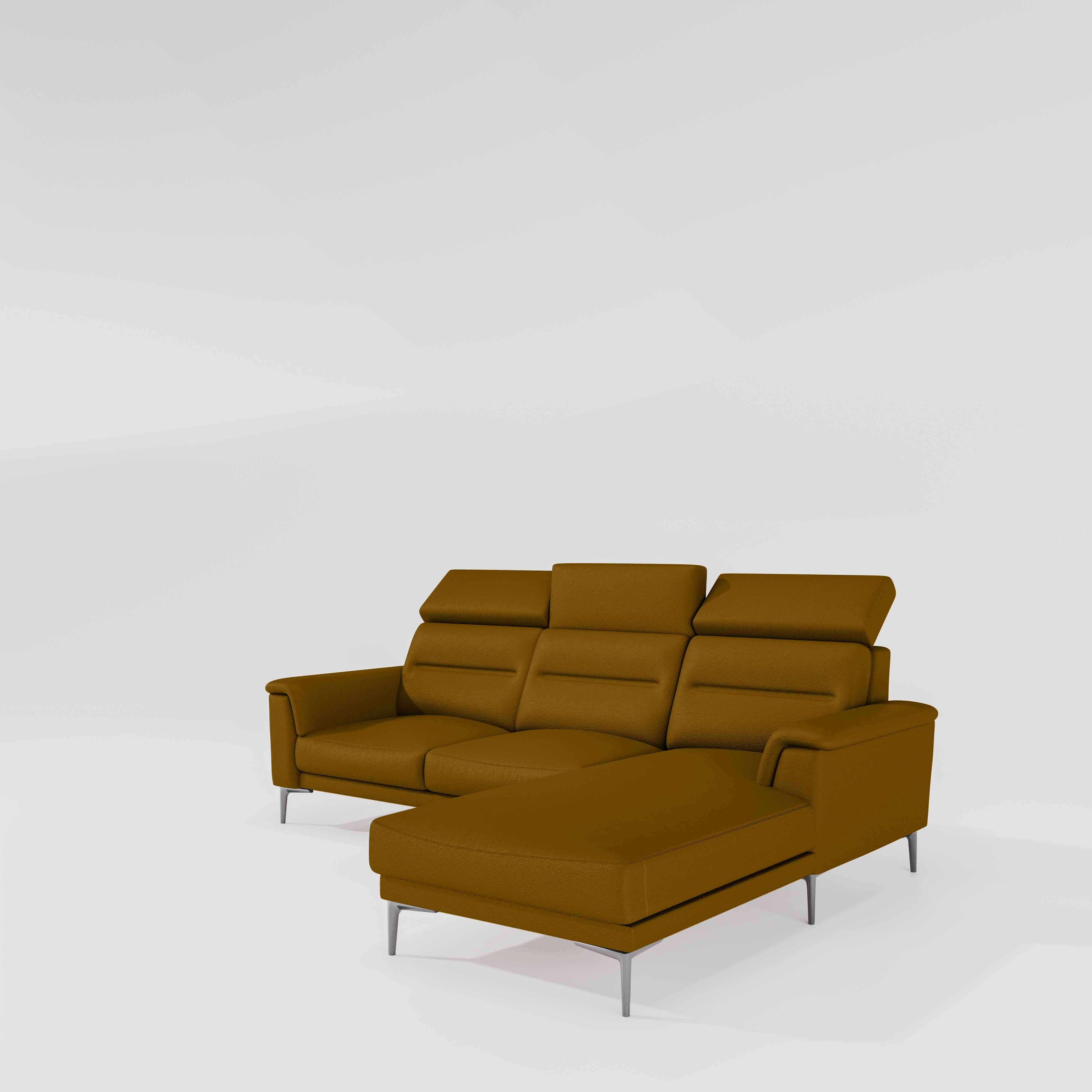 Cresendo 2 Seater with RH Lounger Leatherette fabric - Golden Orange - Image 6