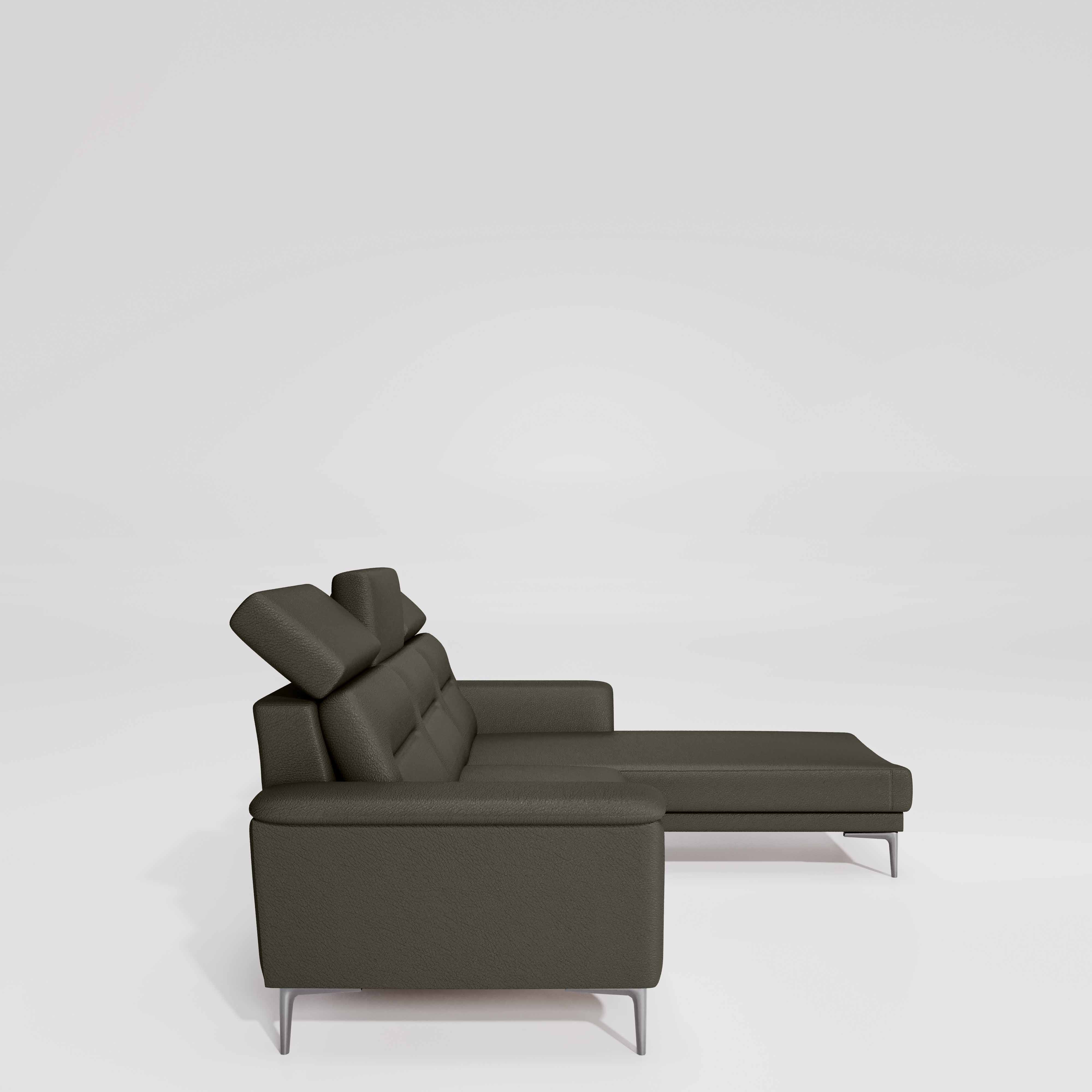 Cresendo 2 Seater with RH Lounger Leatherette fabric - Pewter Grey - Image 7