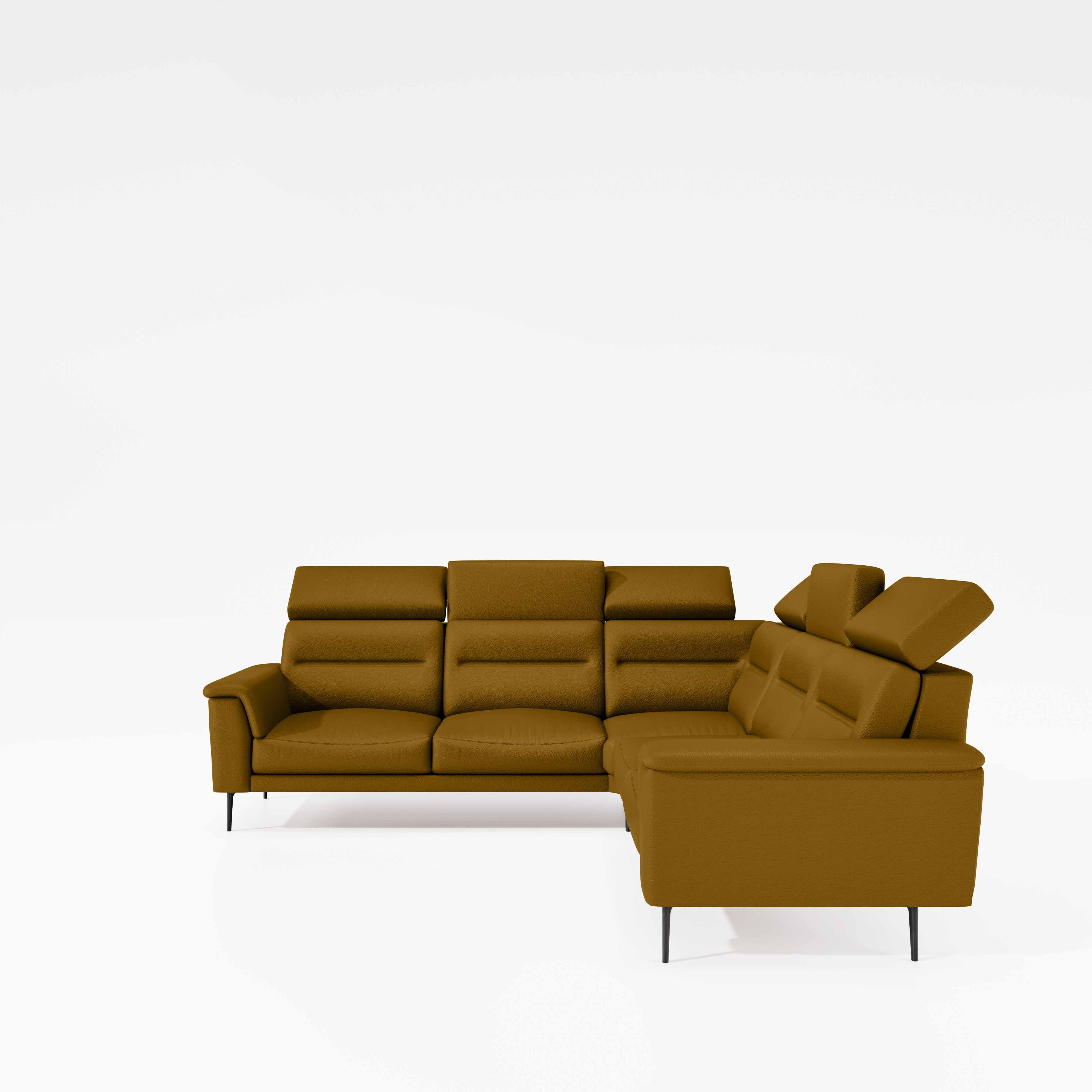 Crescendo 2 Seater + Corner + 2 Seater Leatherette Fabric - Golden Orange - Image 2