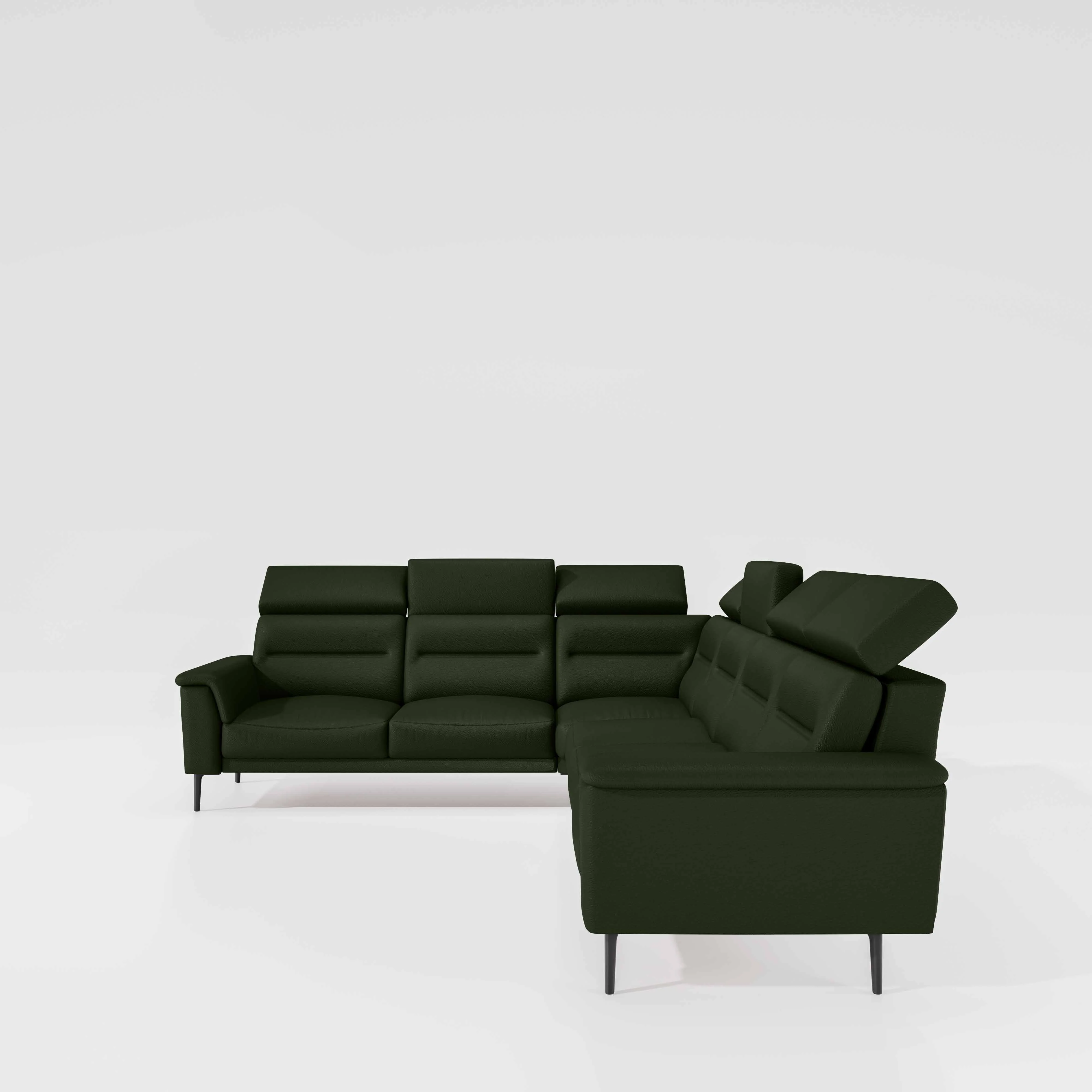 Crescendo 2 Seater + Corner + 3 Seater Leatherette Fabric - Black Forest - Image 2