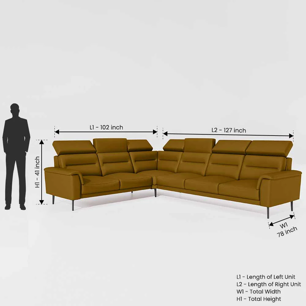 Crescendo 2 Seater + Corner + 3 Seater Leatherette Fabric - Golden Orange - Image 7