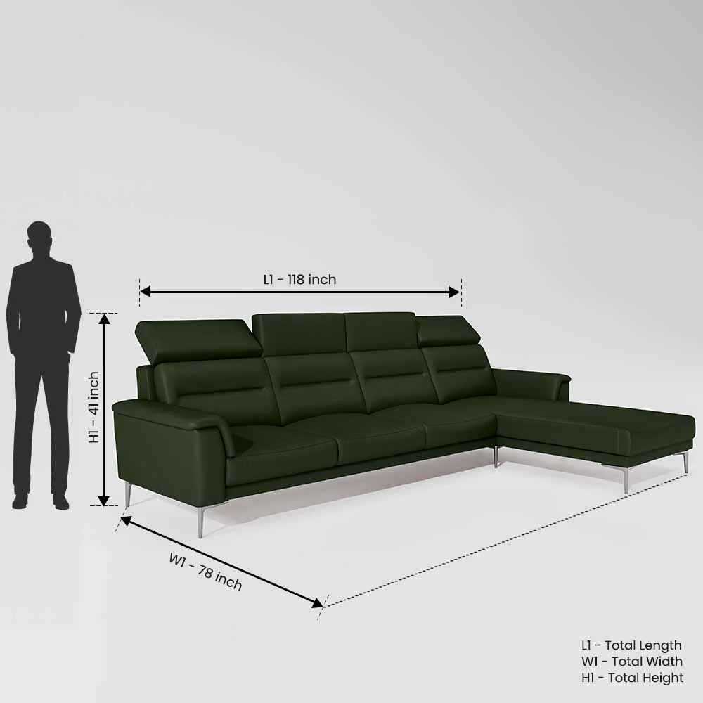 Cresendo 3 Seater with RH Lounger Leatherette fabric - Black Forest - Image 3