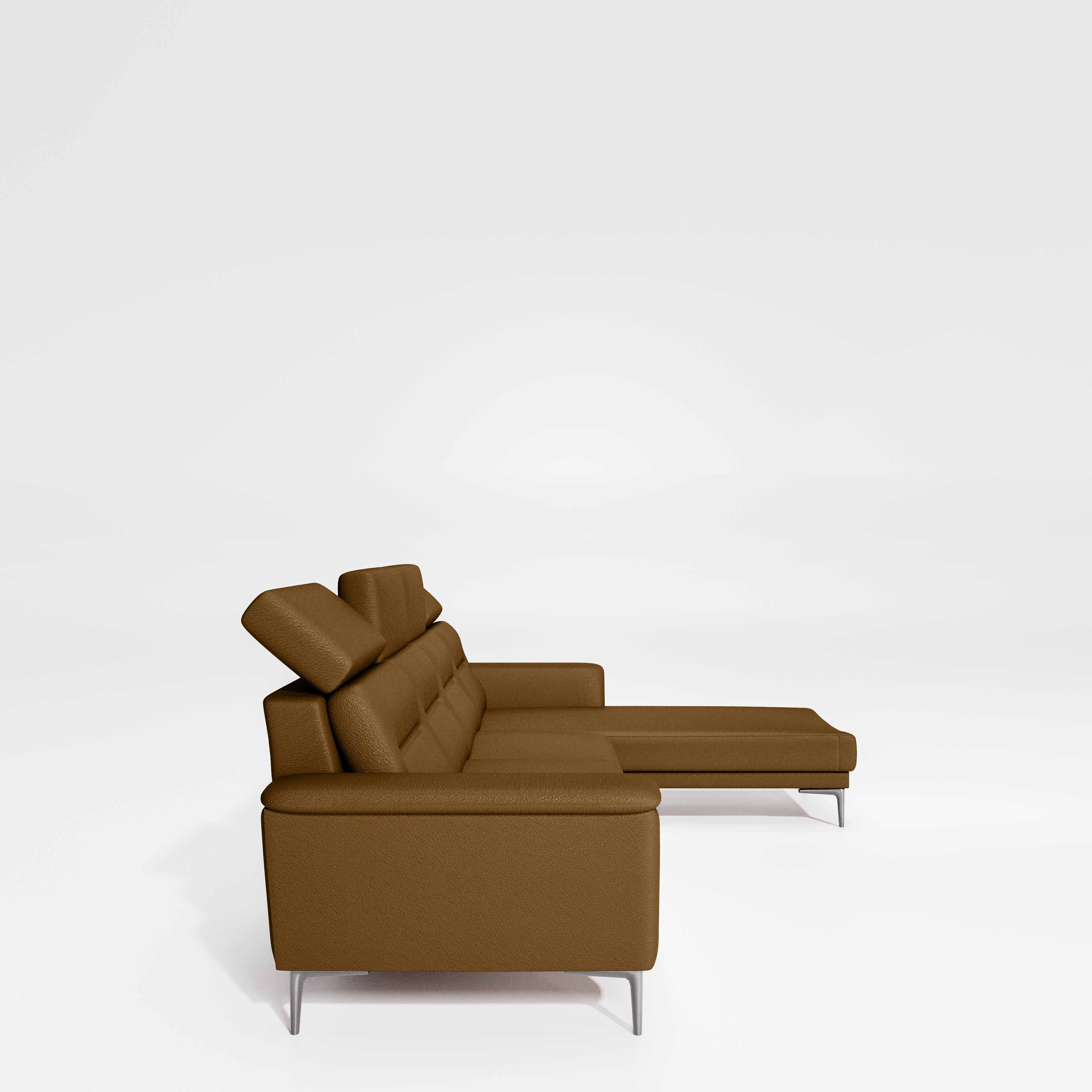 Cresendo 3 Seater with RH Lounger Leatherette fabric - Tobacco Brown - Image 7