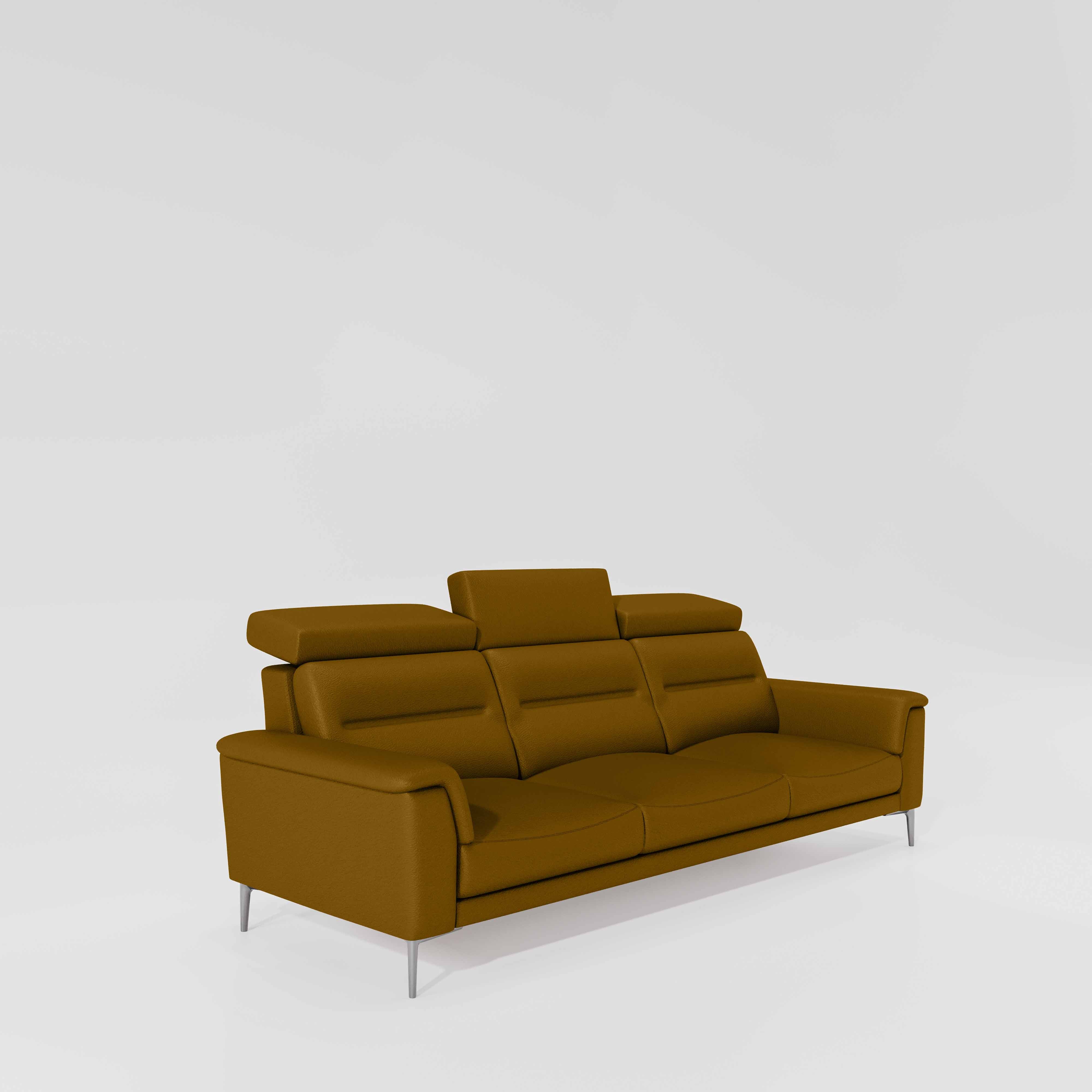 Cresendo 3 Seater Leatherette fabric - Golden Orange - Image 3