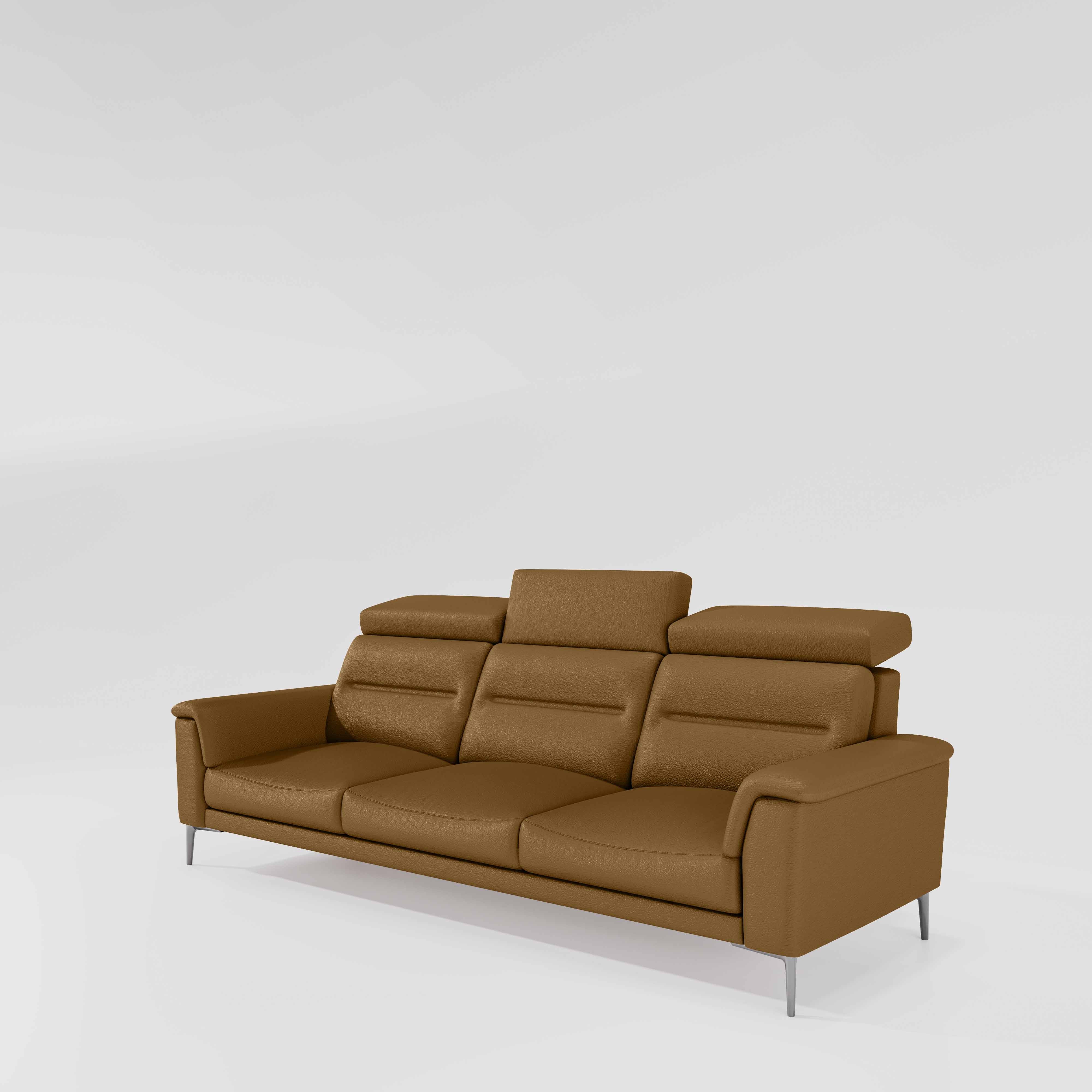 Cresendo 3 Seater Leatherette fabric - Tobacco Brown - Image 3