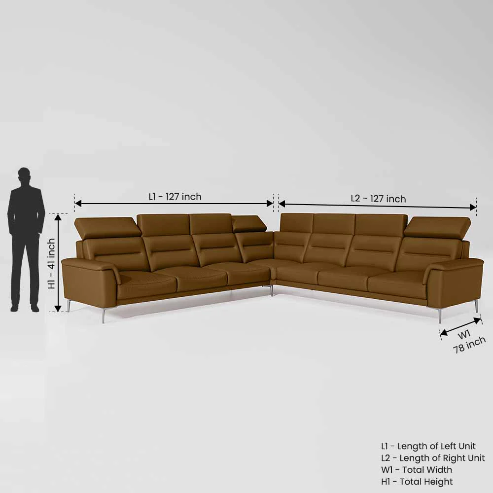 Crescendo 3 Seater + Corner + 3 Seater Leatherette Fabric - Tobacco Brown - Image 7