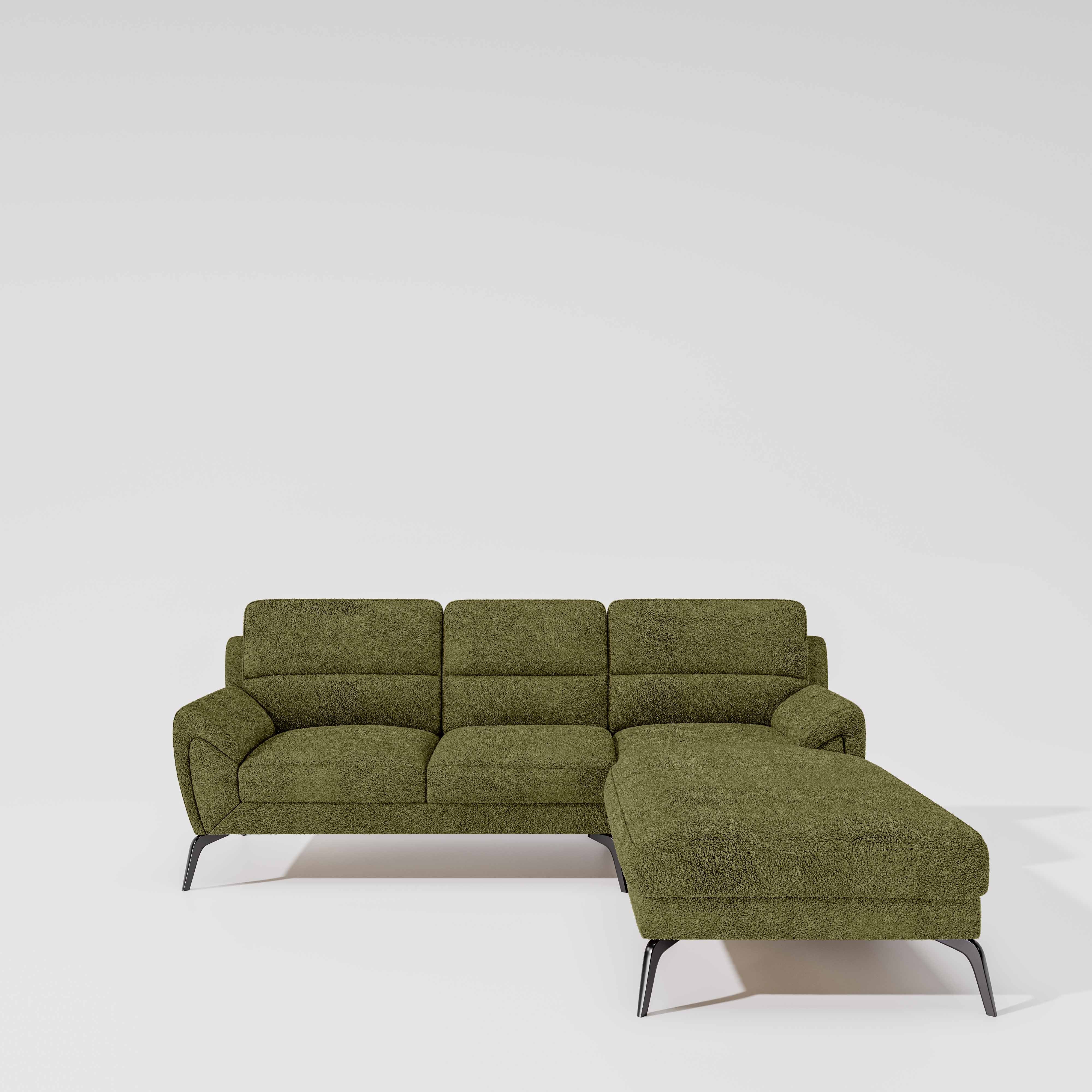 Octave 2 Seater Sofa with LH Lounger Boucle Fabric  - Dried Herb - Image 2