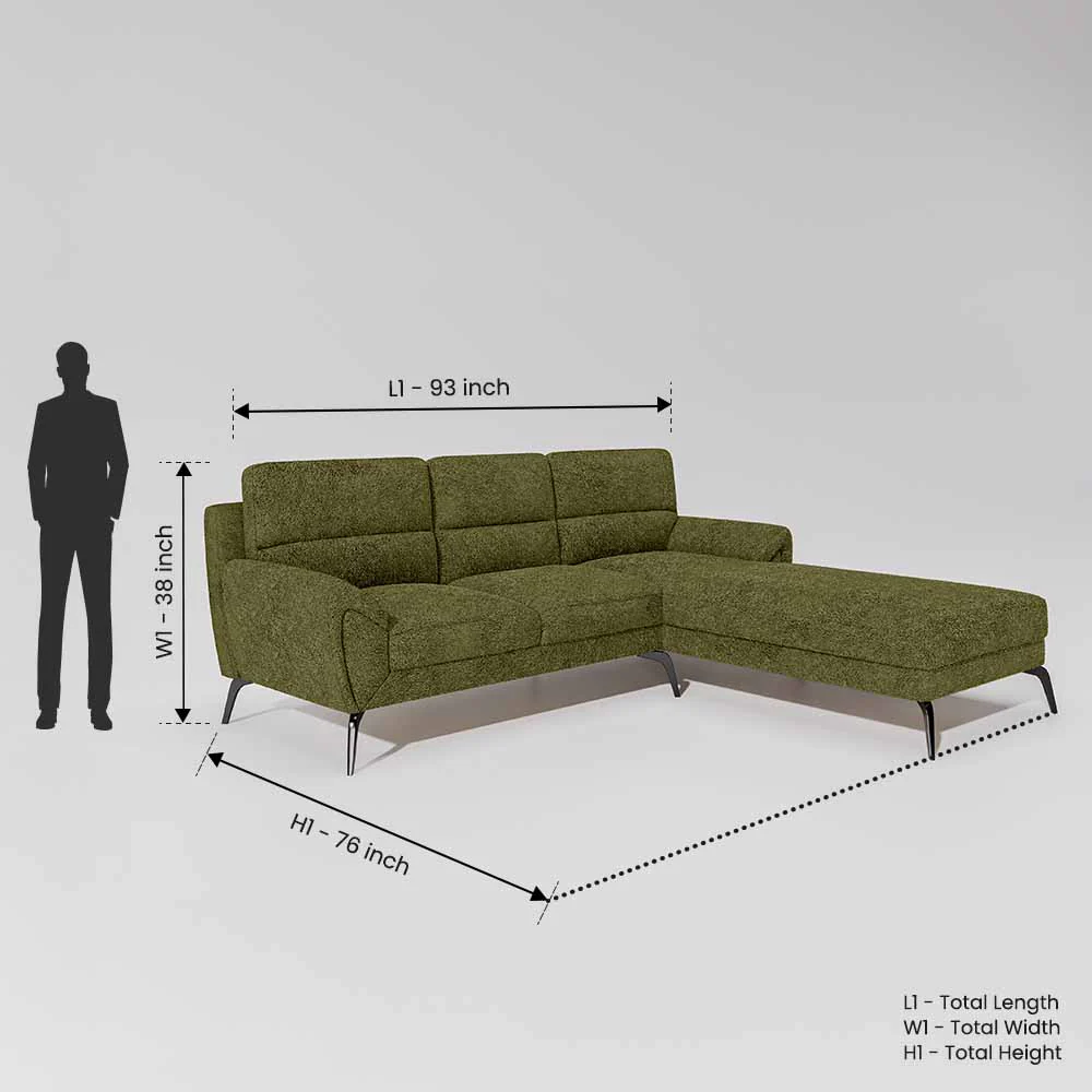 Octave 2 Seater Sofa with RH Lounger Boucle Fabric  - Dried Herb - Image 7