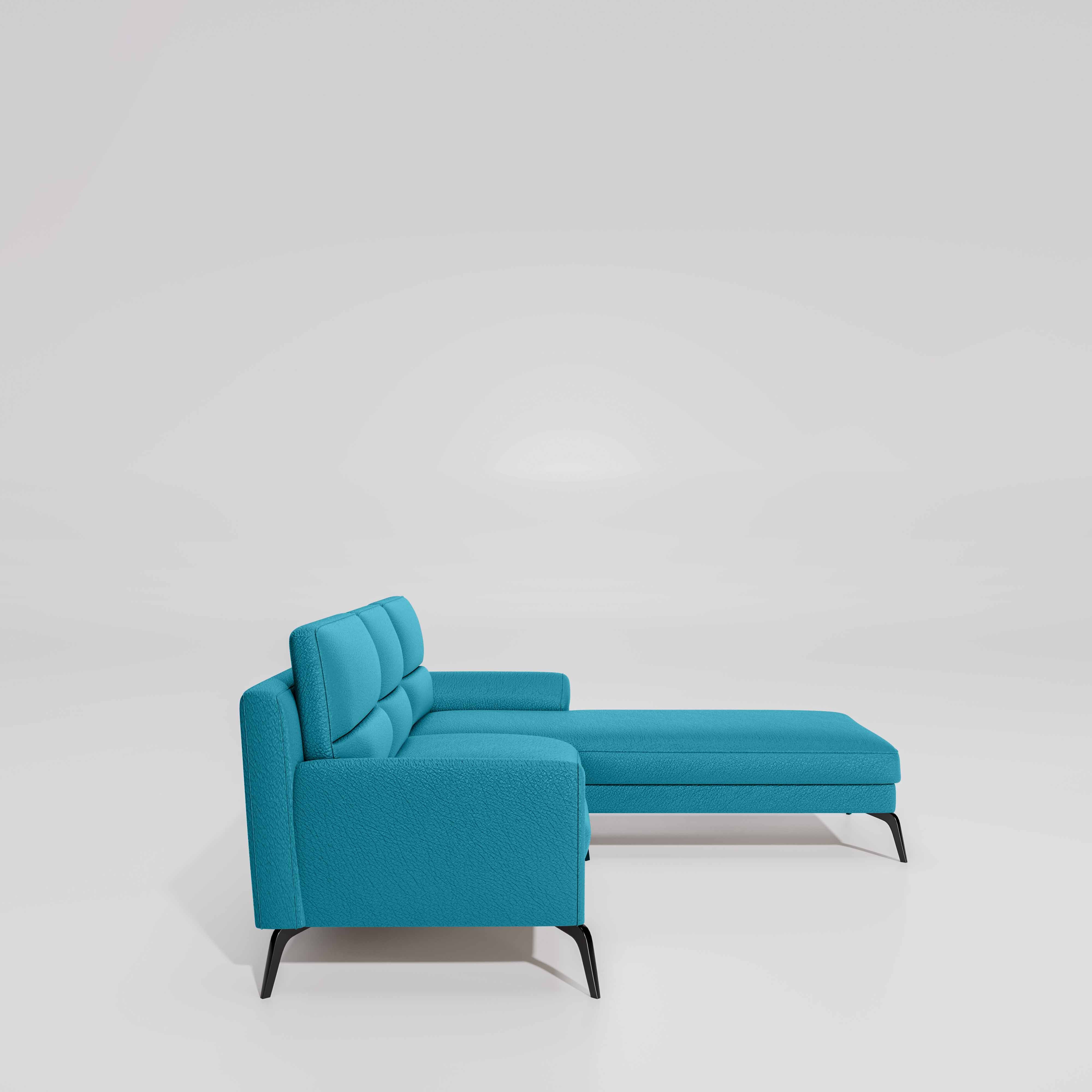 Octave 2 Seater Sofa with RH Lounger Suede Fabric  - Celestial Blue - Image 5