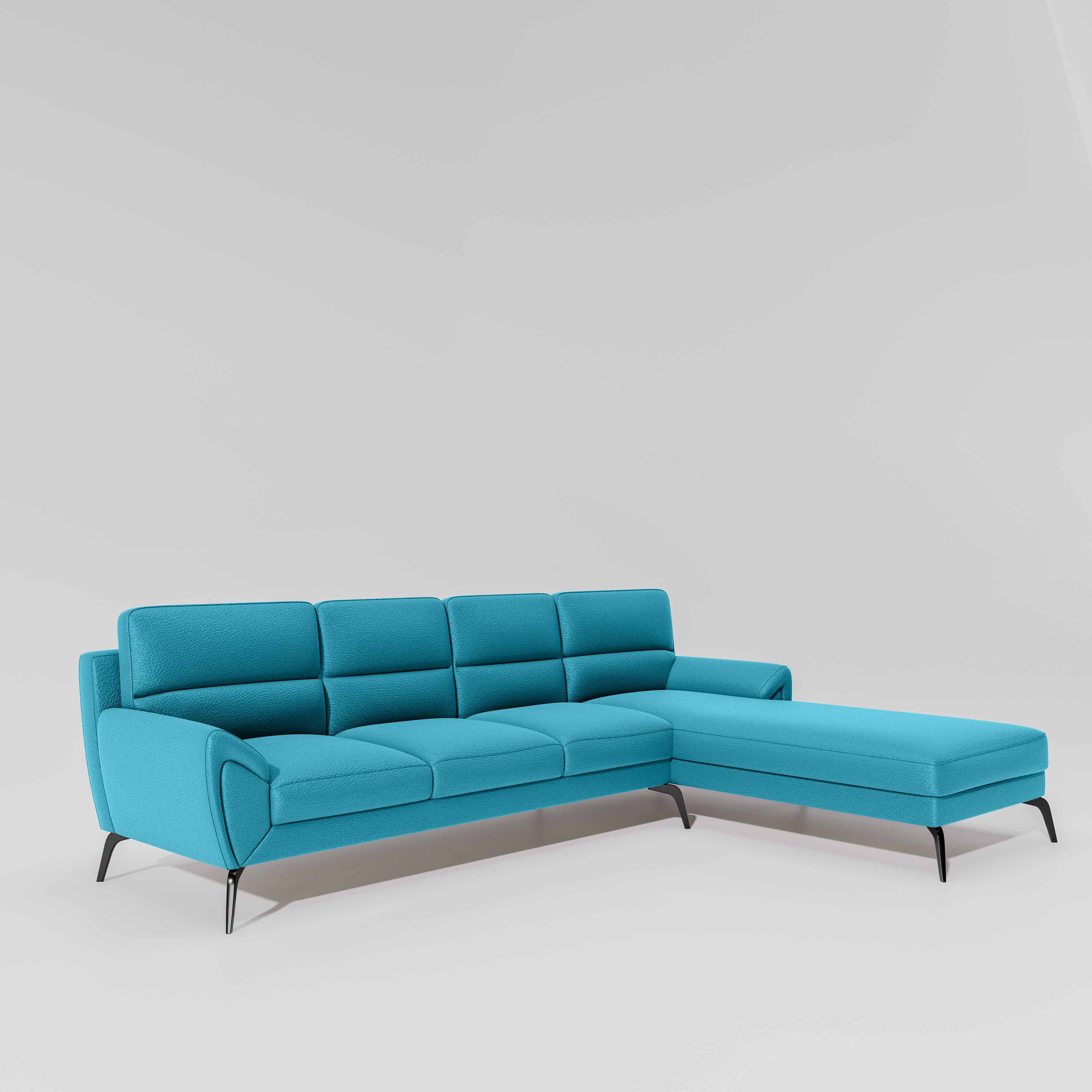 Octave 3 Seater with LH Lounger Suede Fabric - Celestial Blue - Image 3