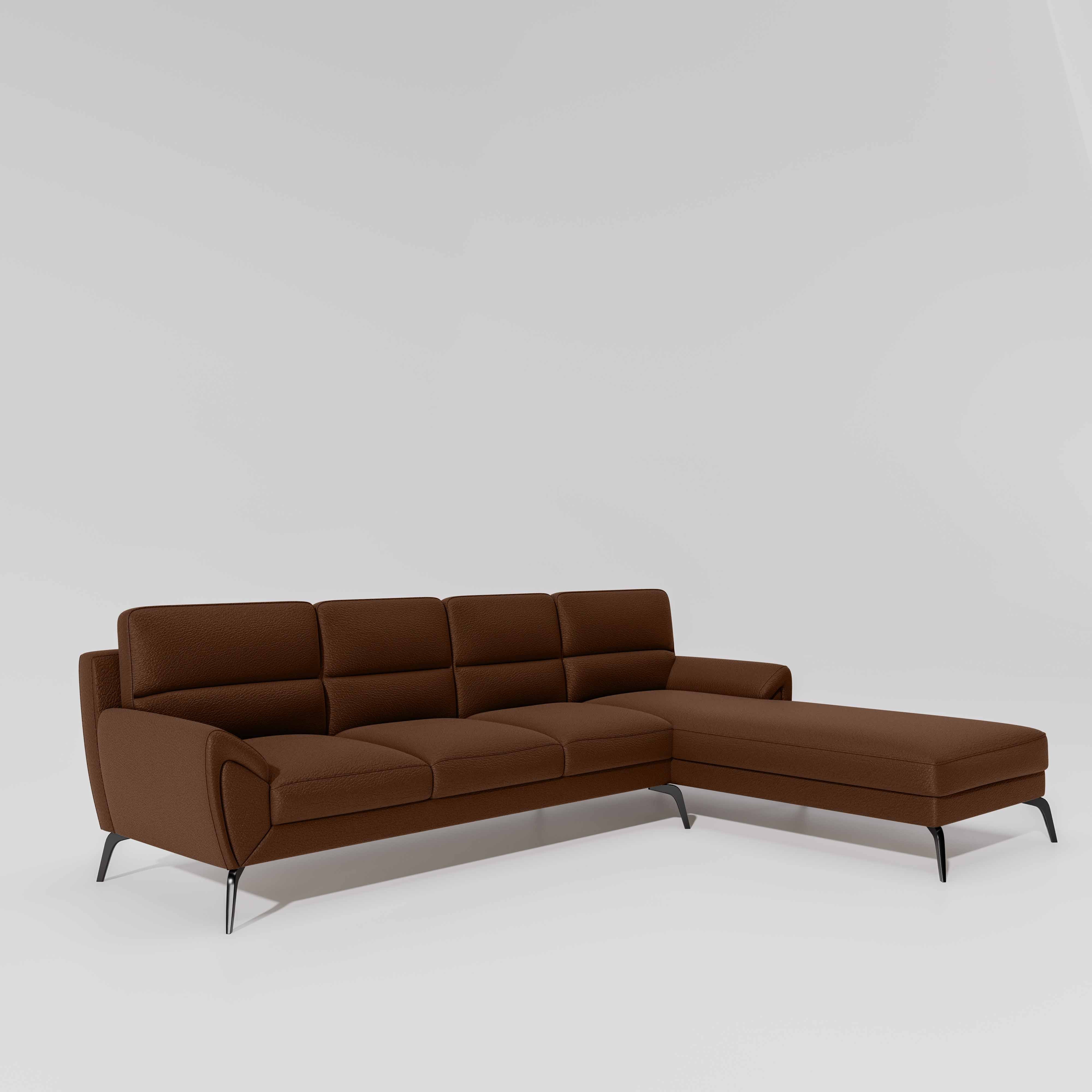 Octave 3 Seater with LH Lounger Suede Fabric - Capuccino - Image 3