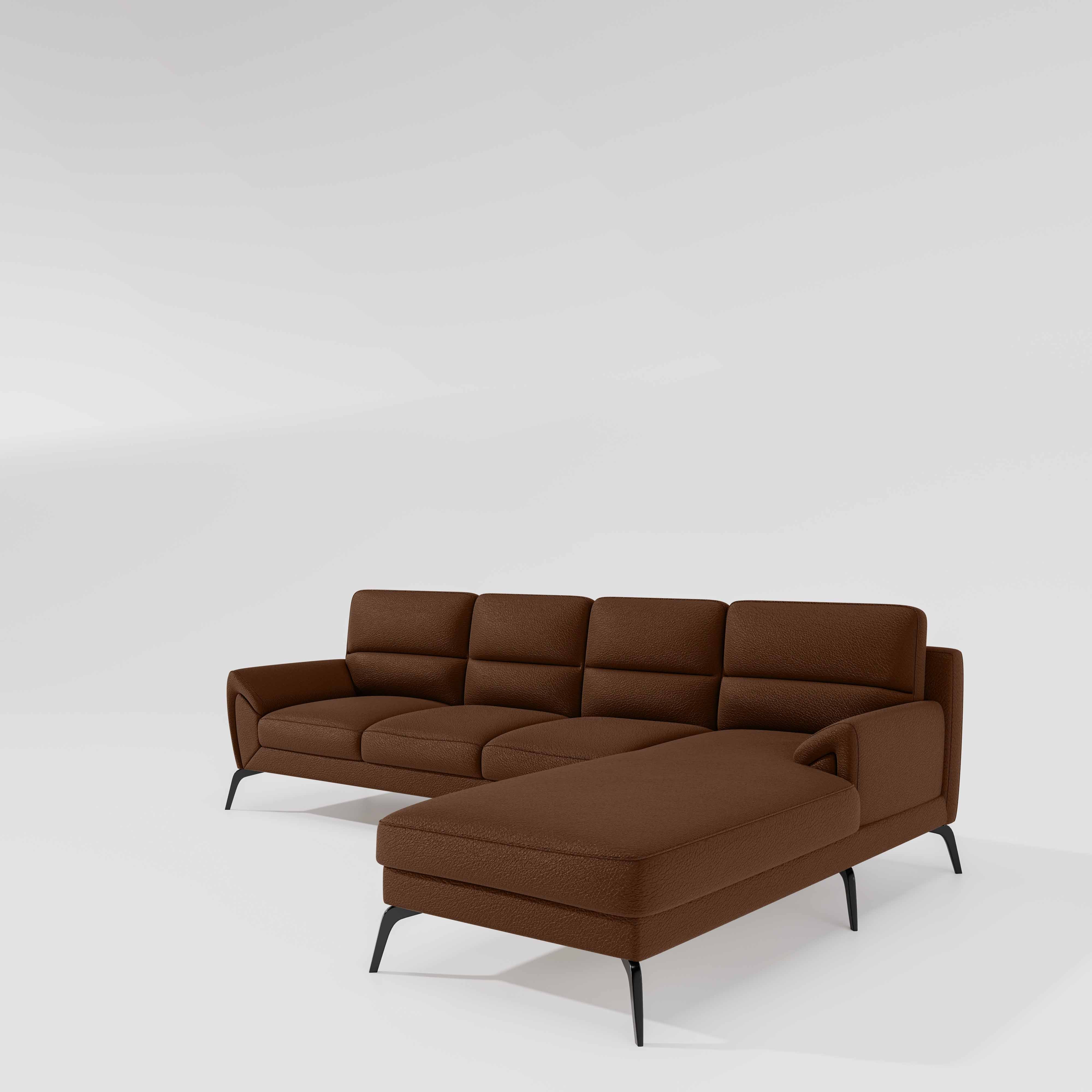 Octave 3 Seater with LH Lounger Suede Fabric - Capuccino - Image 4