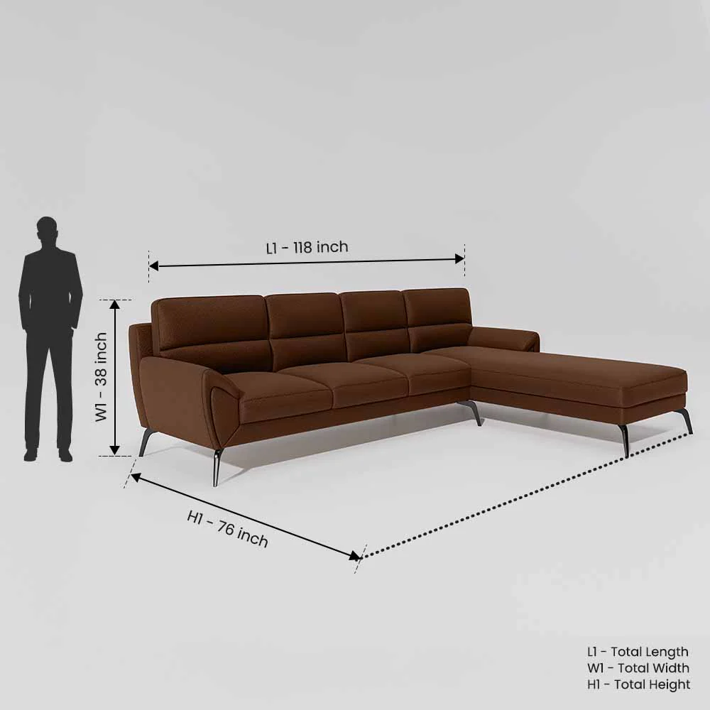 Octave 3 Seater with LH Lounger Suede Fabric - Capuccino - Image 7