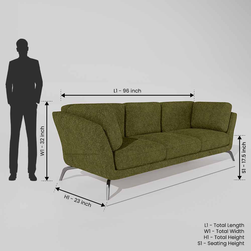 Symphony 3 Seater Boucle Fabric - Dried herb - Image 7