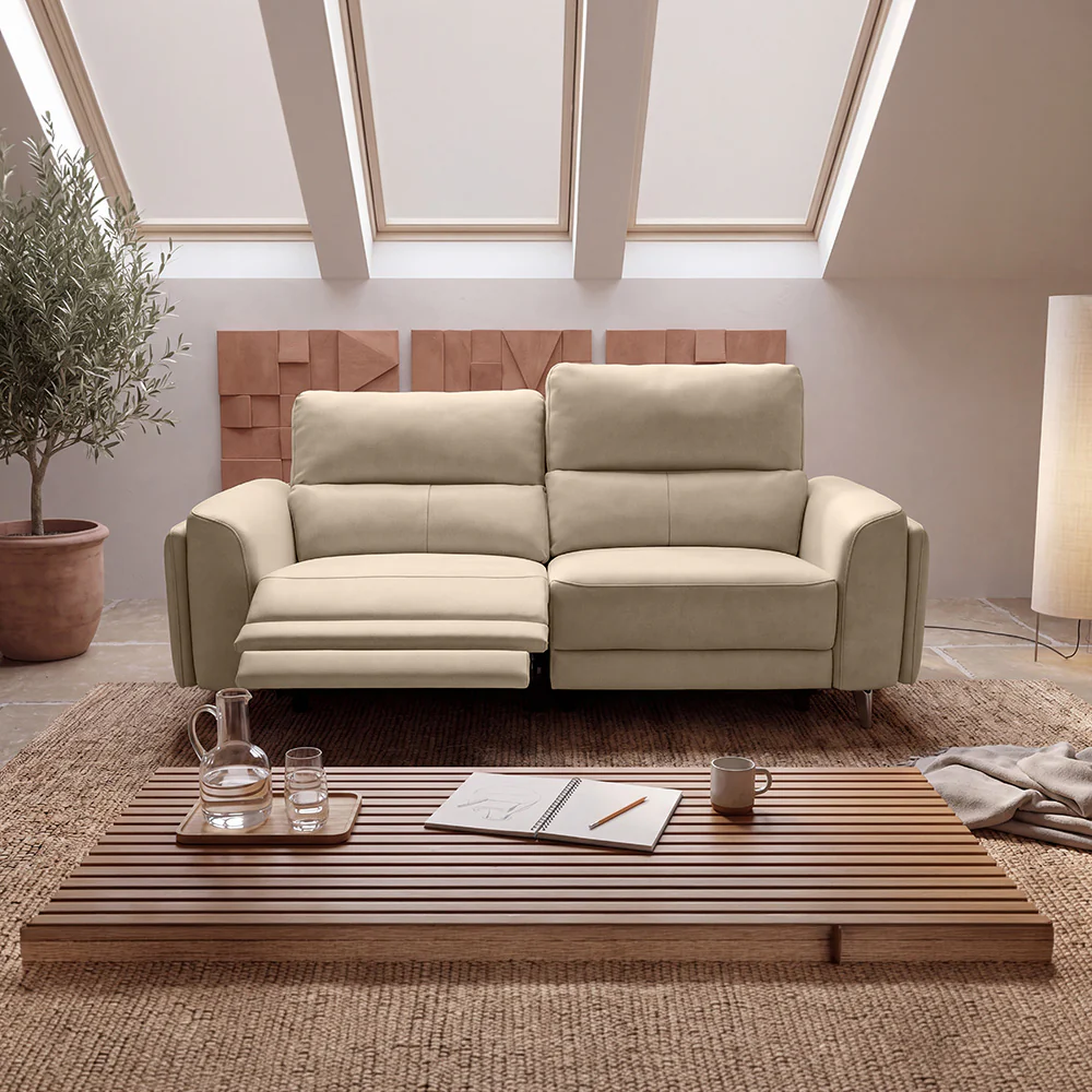 Rhapsody mov.E Beige Leatherette 3 Seater Sofa - Image 6