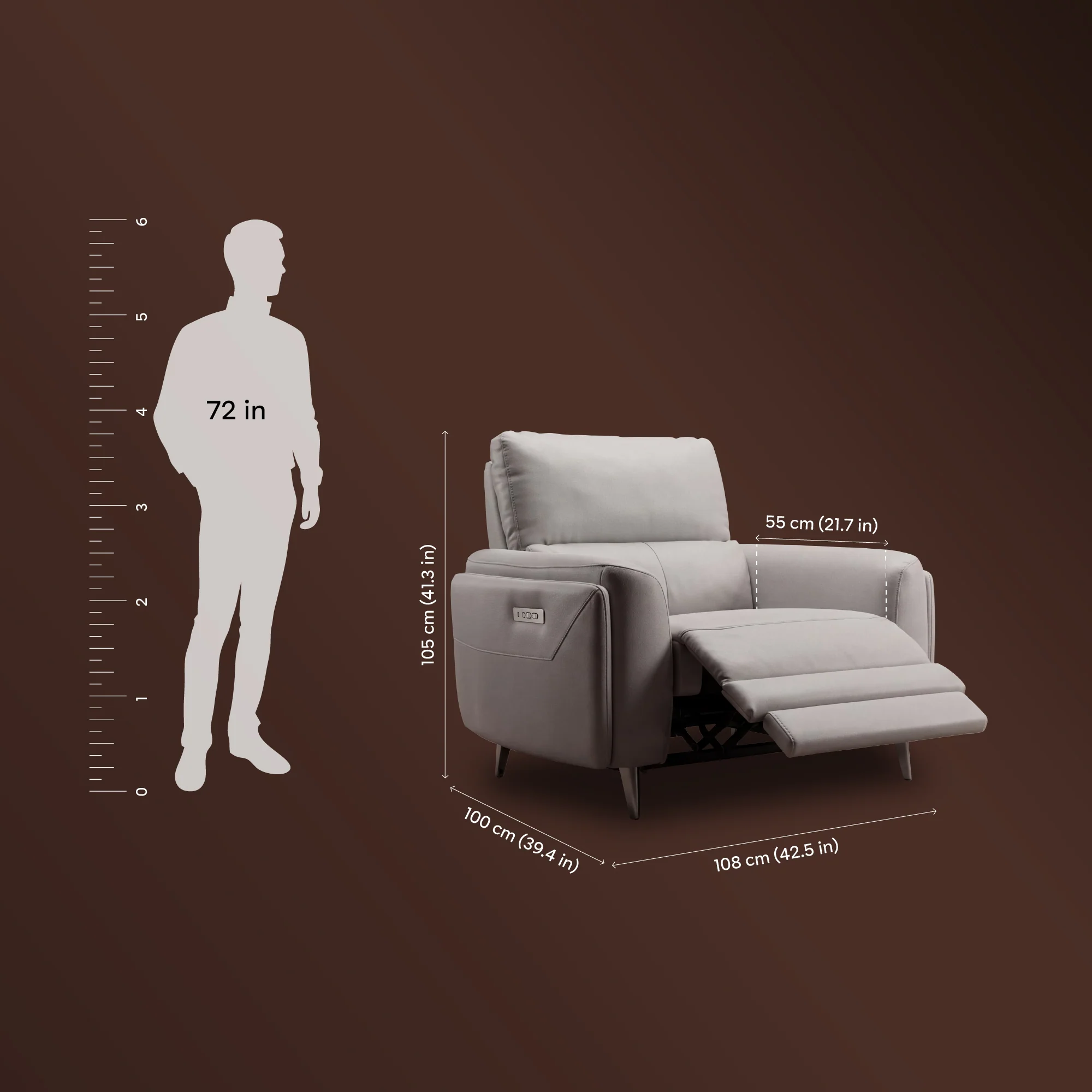 Rhapsody mov.E Dark Grey Leatherette 1 Seater Sofa - Image 8