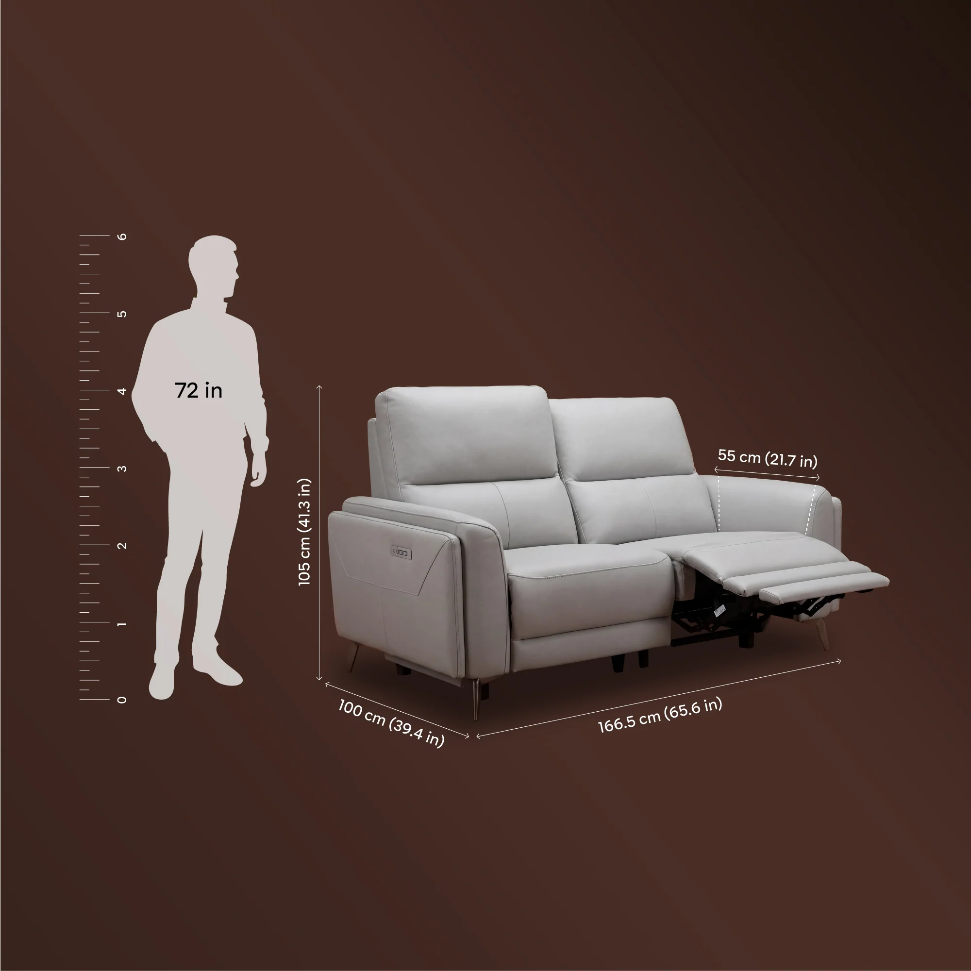 Rhapsody mov.E Dark Grey Leatherette 2 Seater Sofa - Image 8