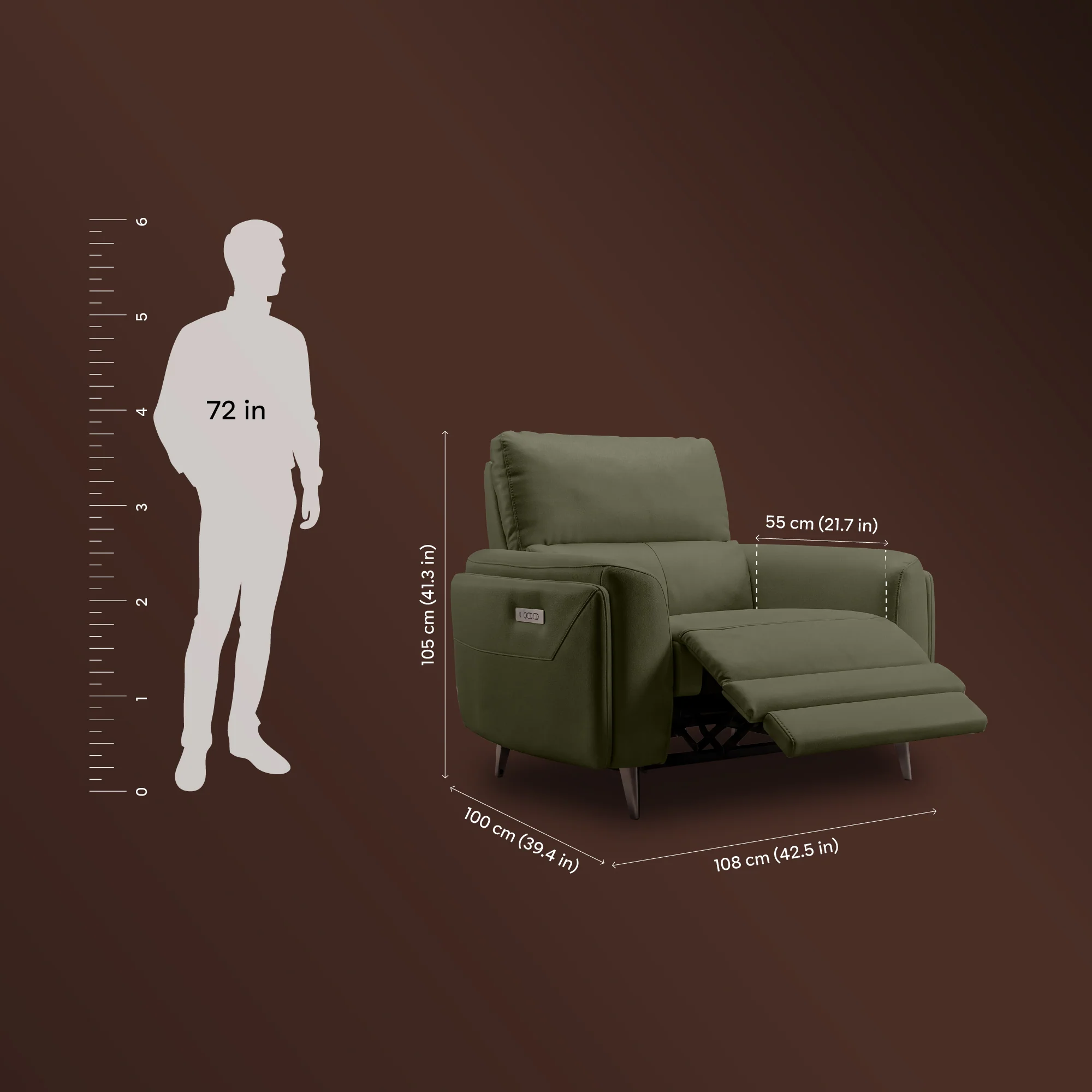 Rhapsody mov.E Green Leatherette 1 Seater Sofa - Image 8