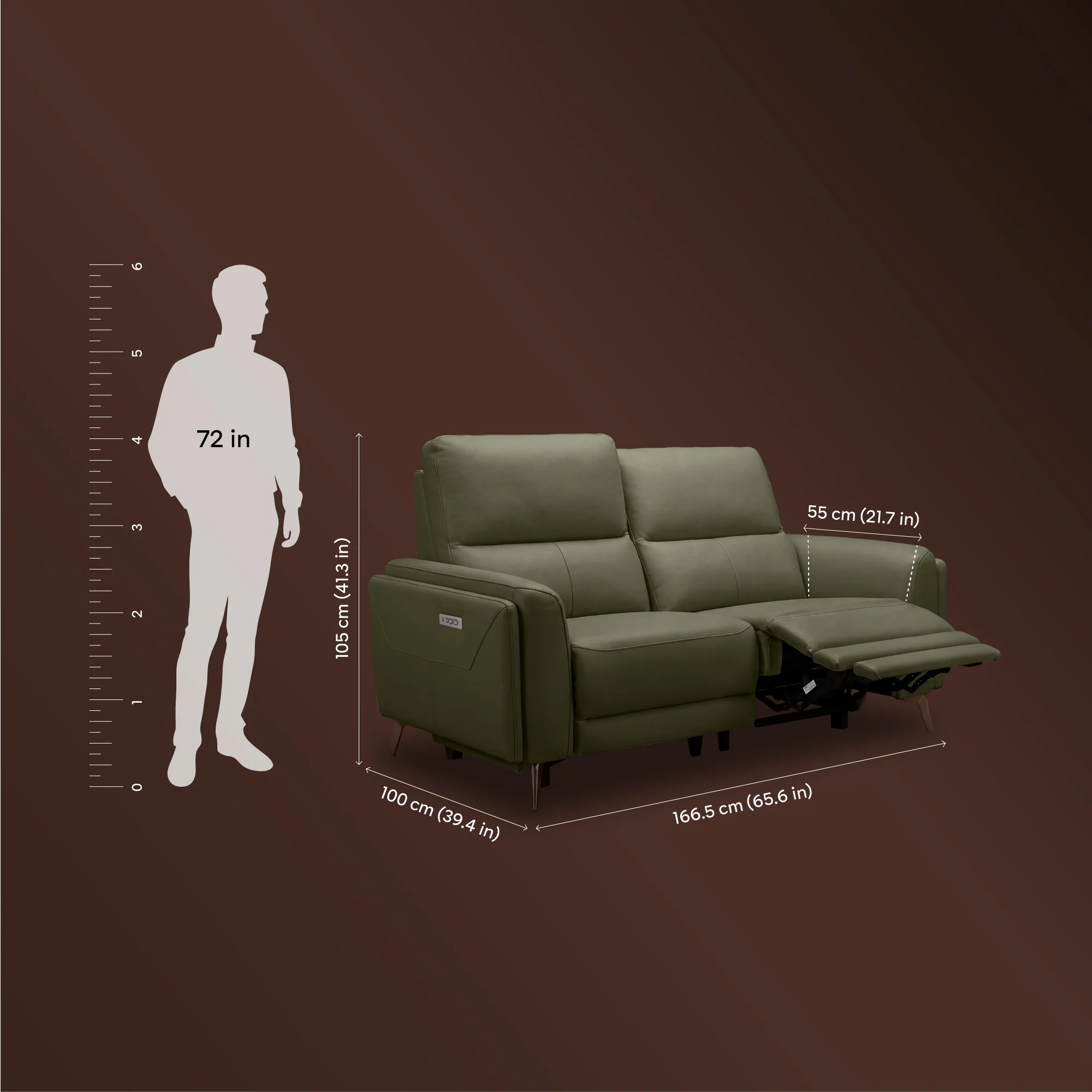 Rhapsody mov.E Green Leatherette 2 Seater Sofa - Image 8