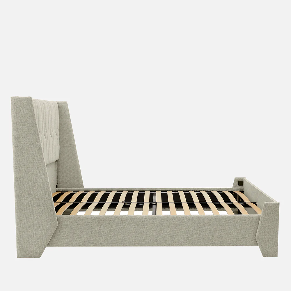 Tranquil Sea Shell Upholstered Bed - Beige Color - Image 5