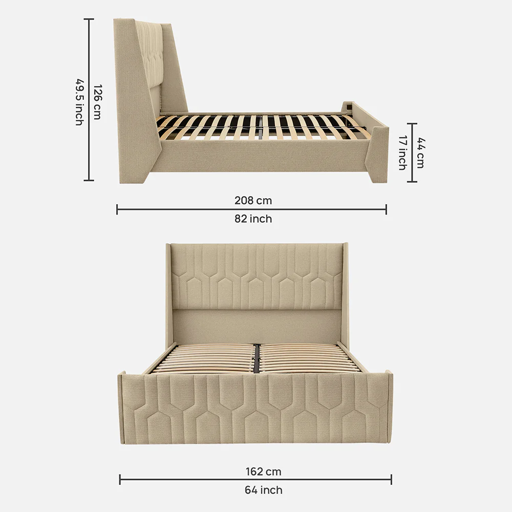 Tranquil Walnut Shell Upholstered Bed - Brown Color - Image 12