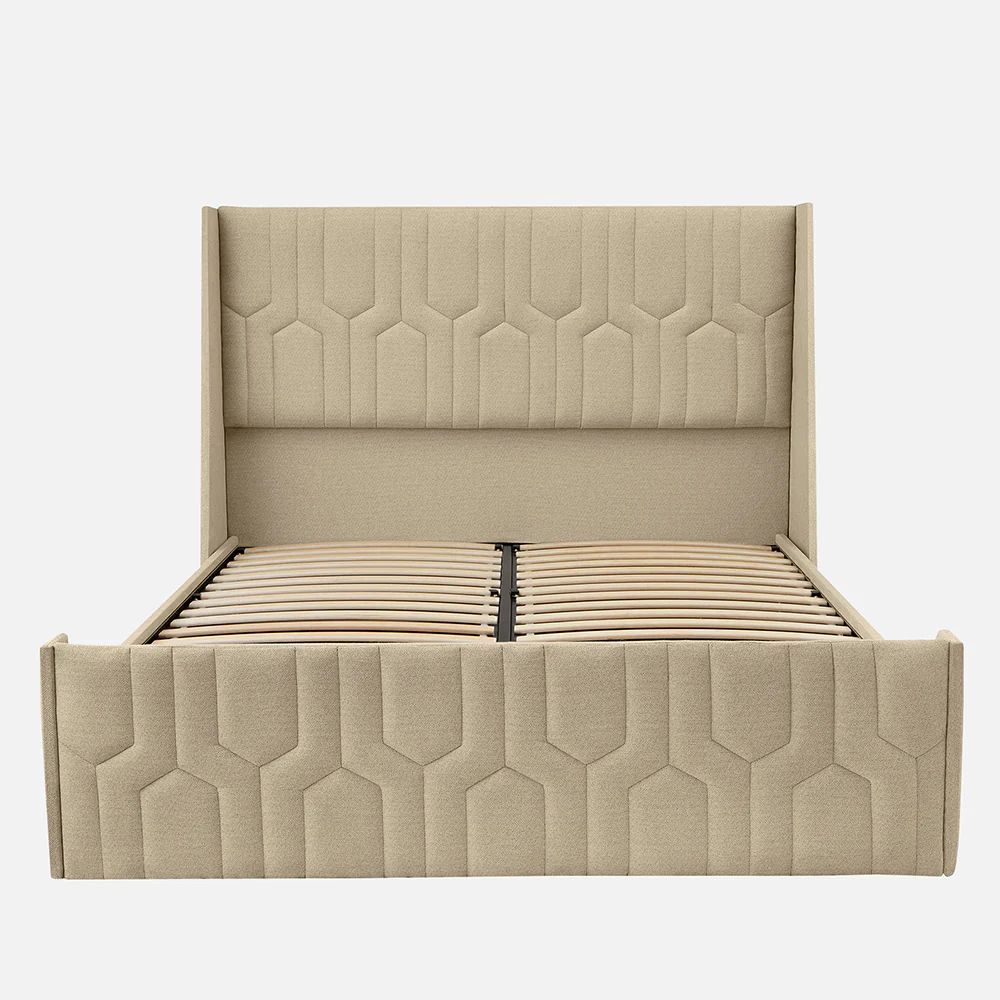 Tranquil Walnut Shell Upholstered Bed - Brown Color - Image 3
