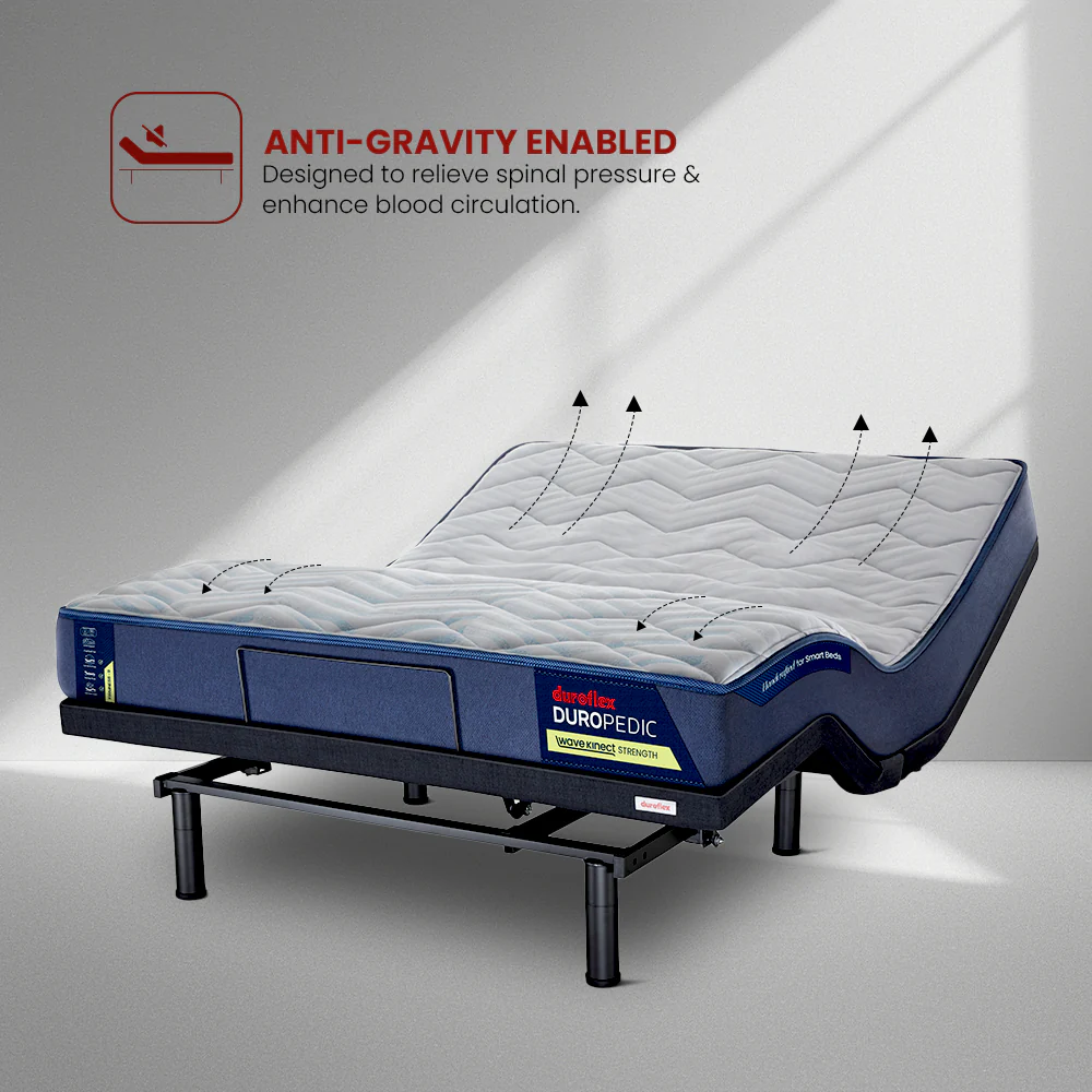 Wave Plus Adjustable Bed Tranquil Upholstered Bed (Grey)+ Wave Kinect Strength Mattress 8"(20.3cm) - Image 4