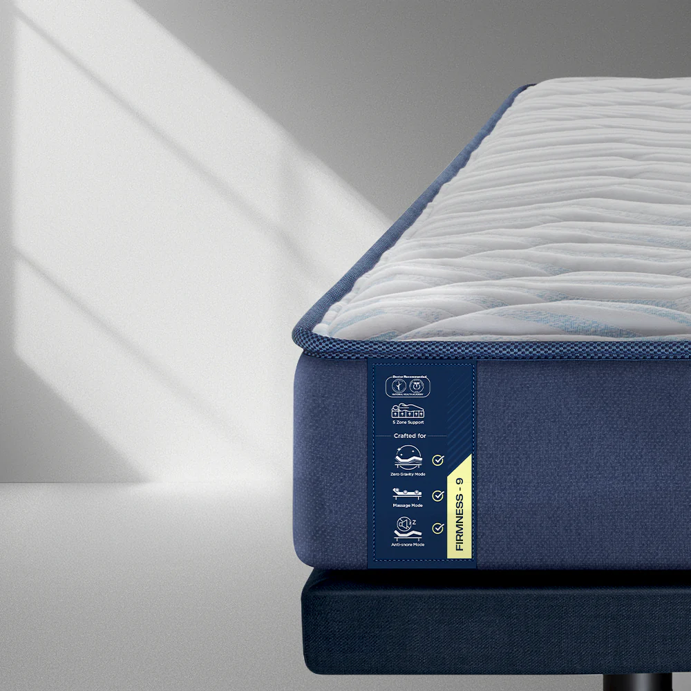 Wave Plus Adjustable Bed Tranquil Upholstered Bed (Grey)+ Wave Kinect Strength Mattress 8"(20.3cm) - Image 8