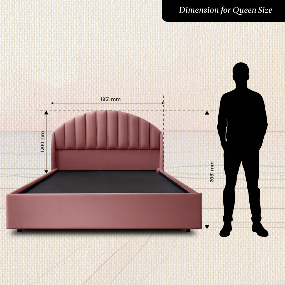 Wave Plus Adjustable Bed + Celeste Upholstered  Bed (Pink)+ Quboid Mattress 8" - Image 11