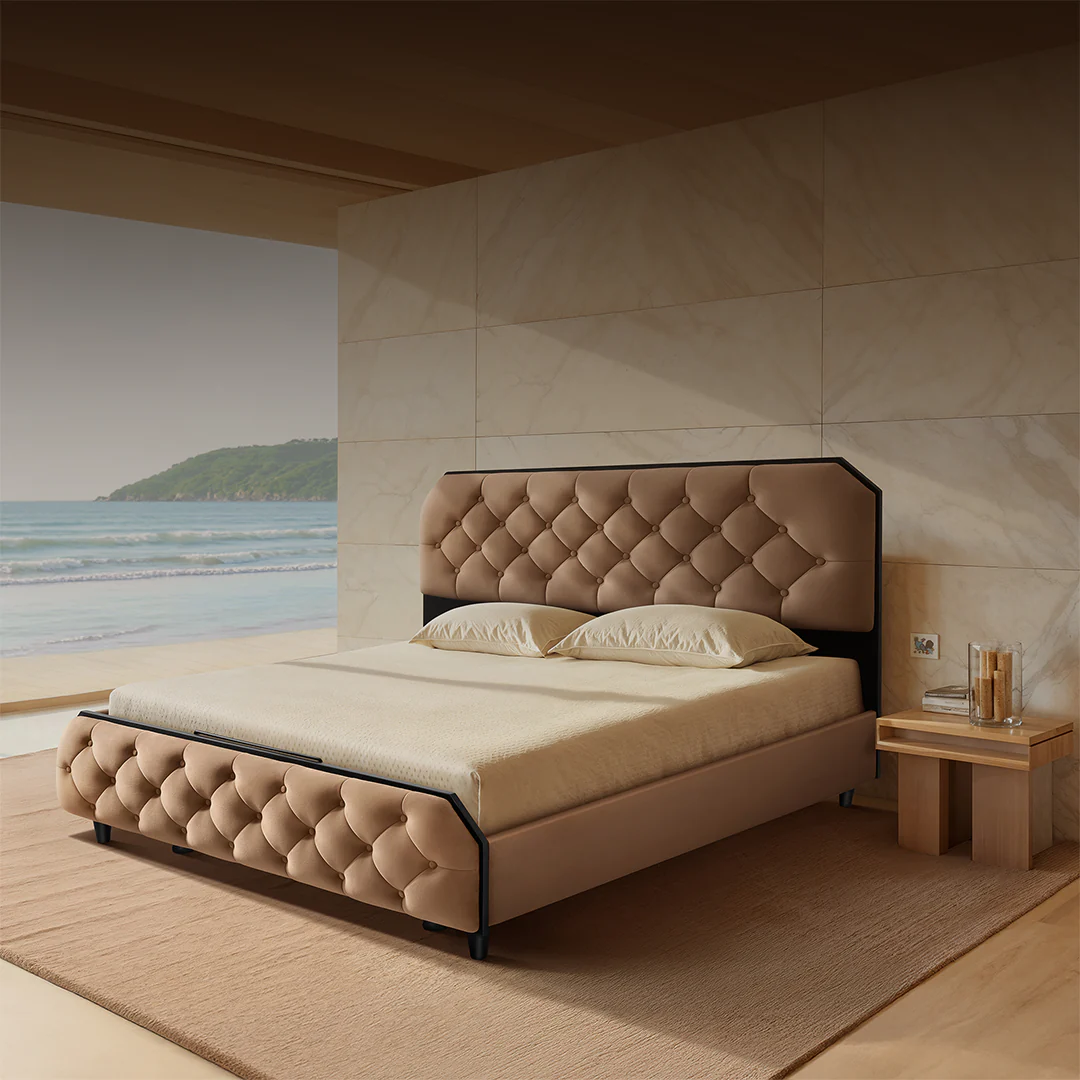 Wave Plus Adjustable Bed + Serene Upholstered Bed (Brown)+ Livein Duropedic Mattress 6" - Image 2