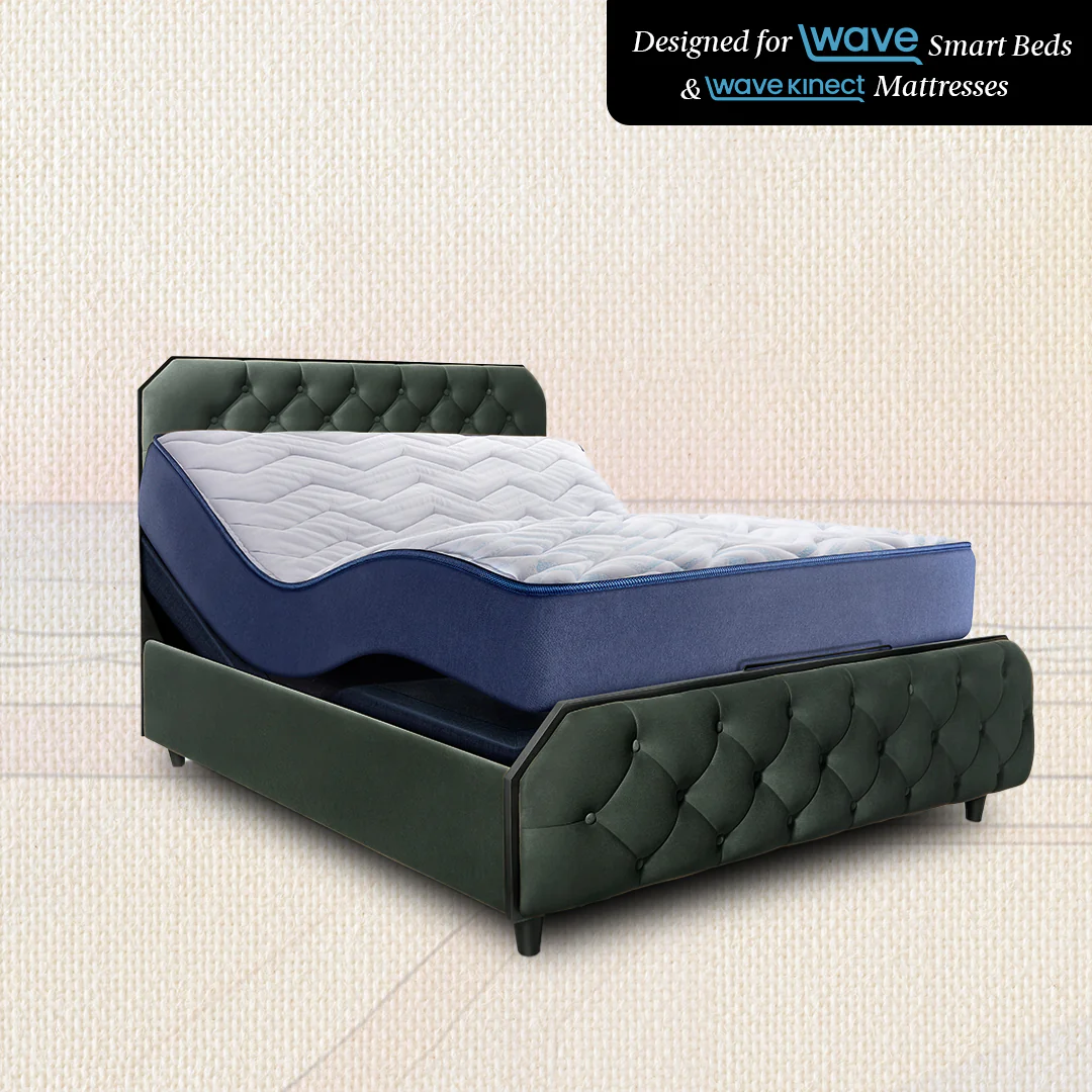 Wave Plus Adjustable Bed + Serene Upholstered Bed (Green)+ Livein Duropedic Mattress 8" - Image 4