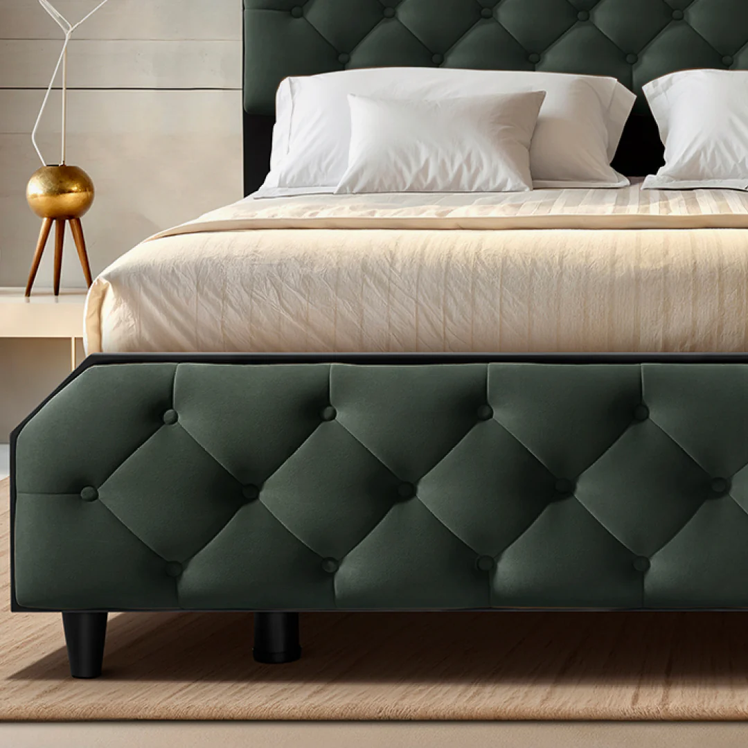 Wave Plus Adjustable Bed + Serene Upholstered Bed (Green)+ Quboid Mattress 8" - Image 7