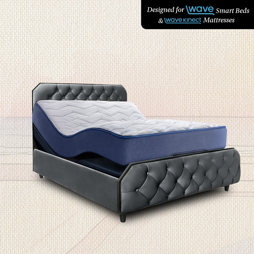 Wave Plus Adjustable Bed + Serene Upholstered Bed (Grey)+ Quboid Mattress 8" - Image 4