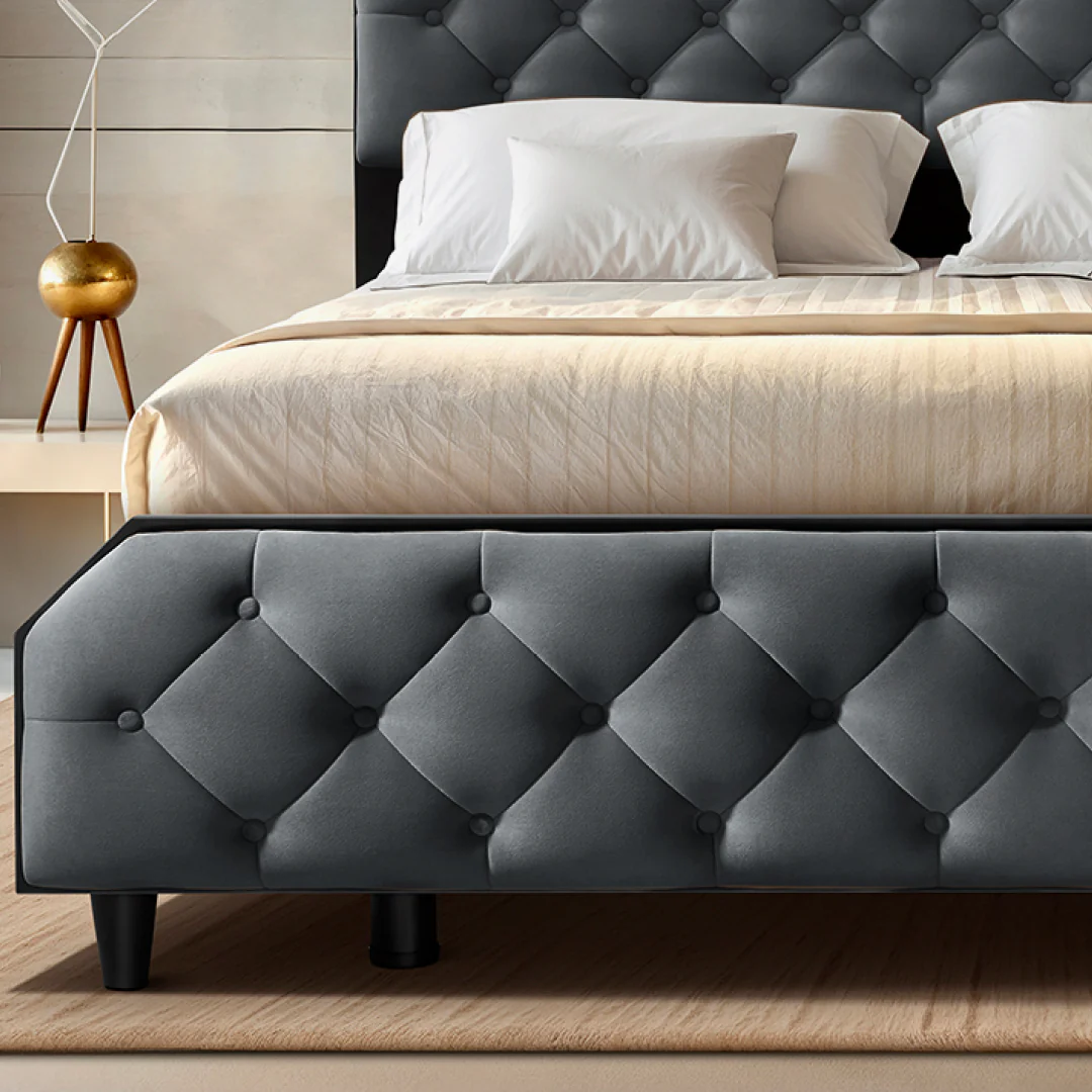 Wave Plus Adjustable Bed + Serene Upholstered Bed (Grey)+ Quboid Mattress 8" - Image 7