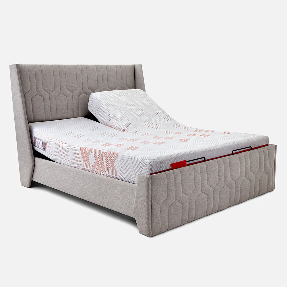 Wave Twin Adjustable Bed with Tranquil Grey (Lime Shell ) Upholstered Bed, Mattress, and 2 Fitted Bedsheets - Image 6